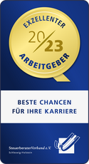 Exzellenter Arbeitgeber 2023 - Steuerberater Verband e.V. Siegel: Exzellenter Arbeitgeber 2023 - Steuerberater Verband e.V.